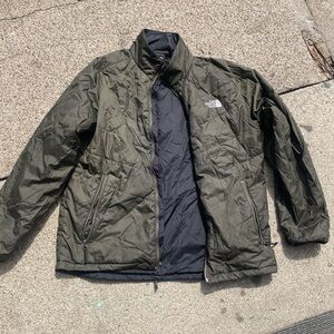 The North Face Men's Olive Green Quilted Insulated Jacket with Black Lining